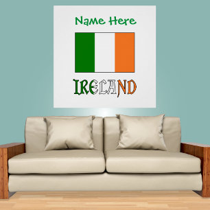 Ireland and Irish Flag with Green Personalisation  Poster