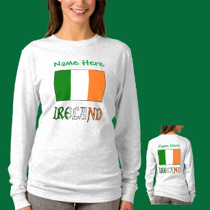 Ireland and Irish Flag with Green Personalisation  T-Shirt