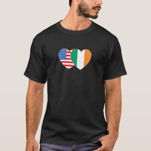 Ireland and USA Flag Twin Heart for Irish American T-Shirt