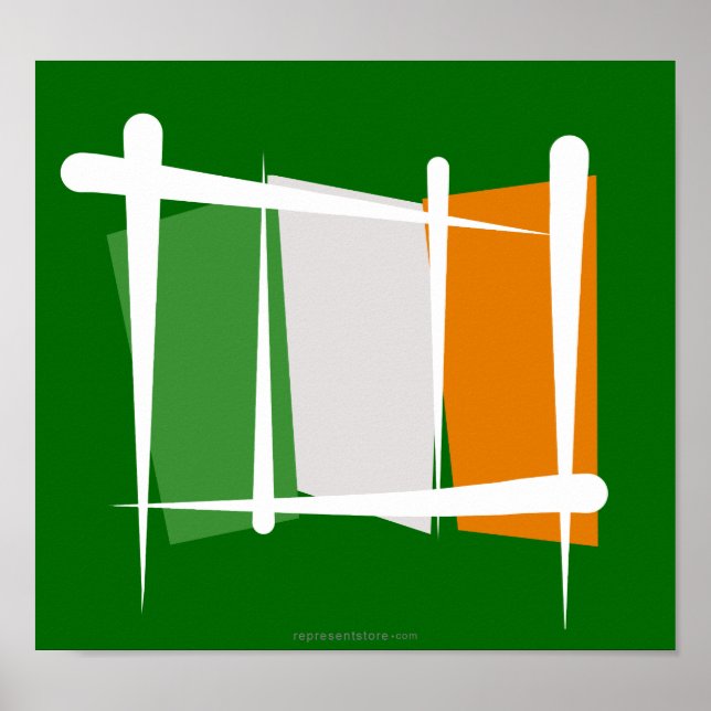 Ireland Brush Flag Poster (Front)