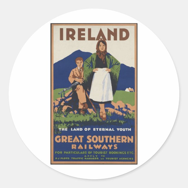 Ireland Classic Round Sticker (Front)