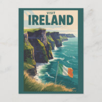 Ireland Cliffs of Moher Illustration Travel Art