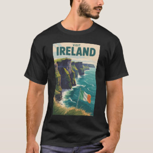 Ireland Cliffs of Moher Illustration Travel Art T-Shirt