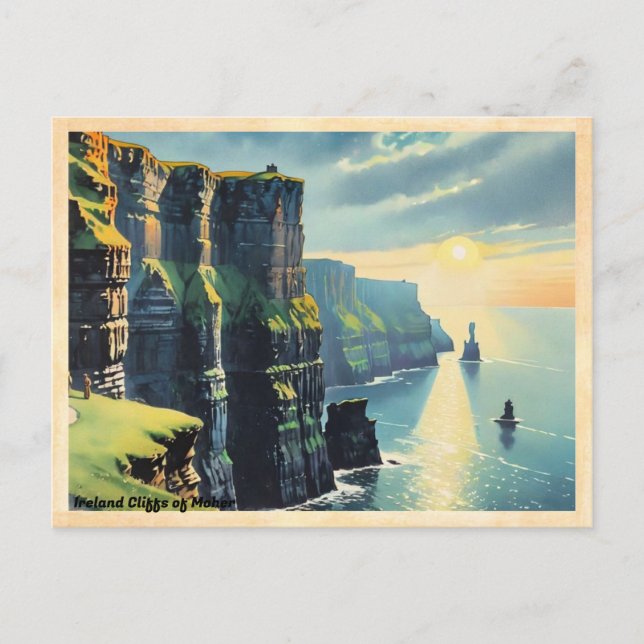 Ireland Cliffs of Moher Vintage Postcard (Front)