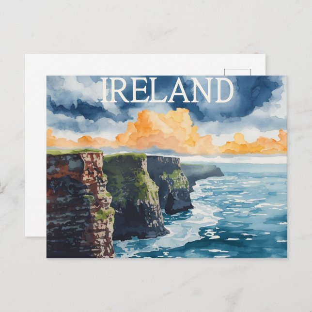 Ireland Cliffs of Moher Vintage Travel Postcard (Front/Back)