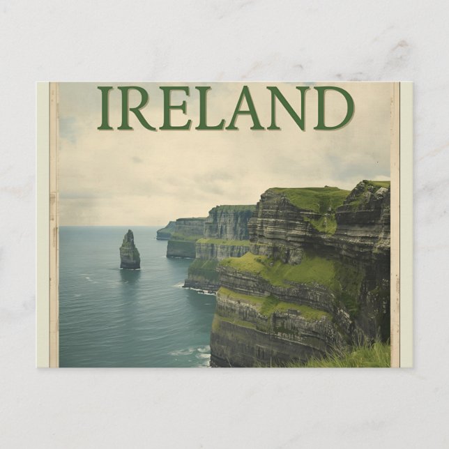 Ireland Cliffs of Moher Vintage Travel Postcard (Front)