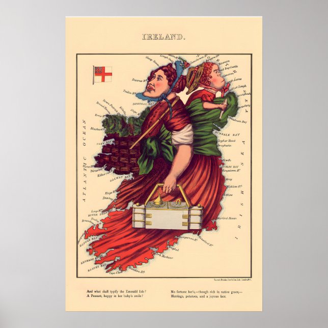 Ireland Comical Map Vintage Lithograph860s Poster (Front)