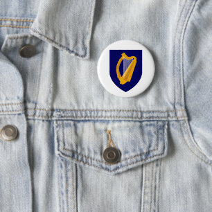Ireland country coat arms symbol emblem lyre lira  6 cm round badge