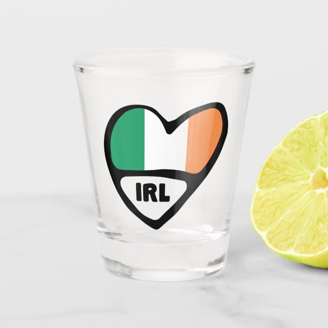 Ireland Country Code Flag Heart, IRL Shot Glass (Front)