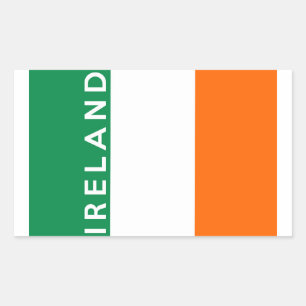 ireland country flag symbol name text rectangular sticker