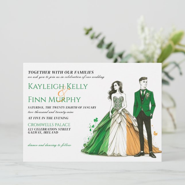 Ireland Couple Wedding Invitation (Standing Front)