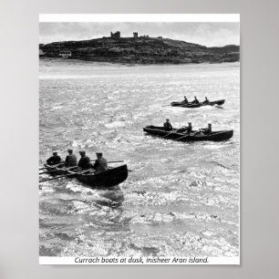 Ireland, currach boats off Inisheer Aran Island Poster