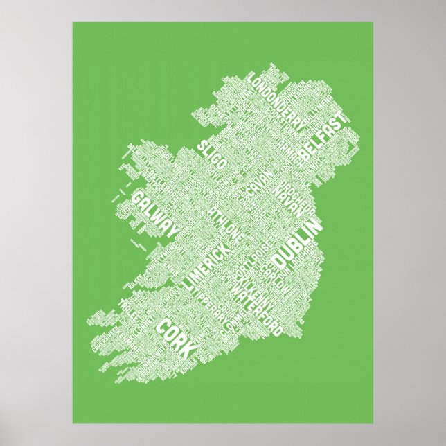 Ireland Eire City Text map Poster (Front)