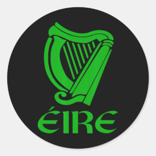 Ireland Eire Eireann Irish Pride Gaelic Harp St Pa Classic Round Sticker