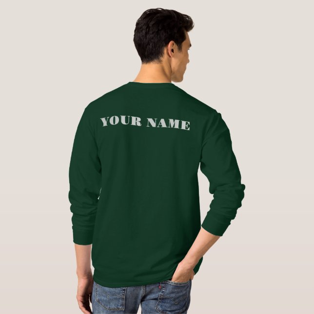 Ireland Elegance: Personalised Long Sleeve Green  T-Shirt (Back Full)
