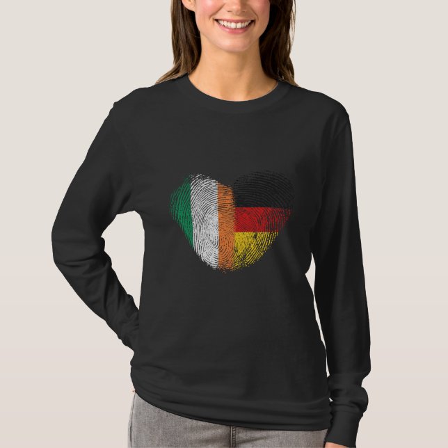 Ireland Fingerprint for Proud German-Irish T-Shirt (Front)