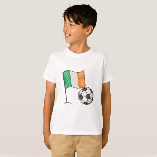 Ireland flag and crayon-style soccer ball T-Shirt