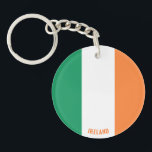 Ireland Flag Charming Patriotic Key Ring<br><div class="desc">Ireland Flag Charming Patriotic Keychain with the Ireland flag printed all over the keychain. Country name in subtly integrated in the design on the bottom. Text is fully customisable using "Customise it!" feature. This beautiful Ireland Keychain is the stylish gift for any occasion. © CountriesOfTheWorld</div>