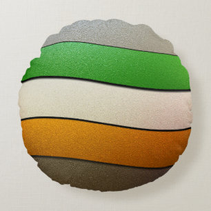 Ireland Flag Colours-Chrome by Shirley Taylor Round Cushion