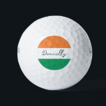 Ireland Flag Colours Irish Surname Name Custom  Golf Balls<br><div class="desc">Front: Customisable with your last name on this green,  white and orange Irish flag background.</div>