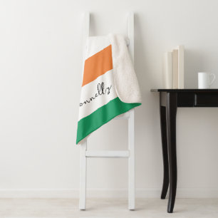 Ireland Flag Colours Irish Surname Name Custom  Sherpa Blanket