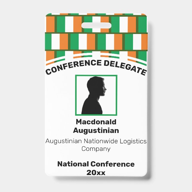 IRELAND FLAG Customised Logo Photo ID Name Badge (Front)
