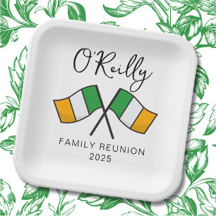Ireland Flag Family Reunion  Paper Plate
