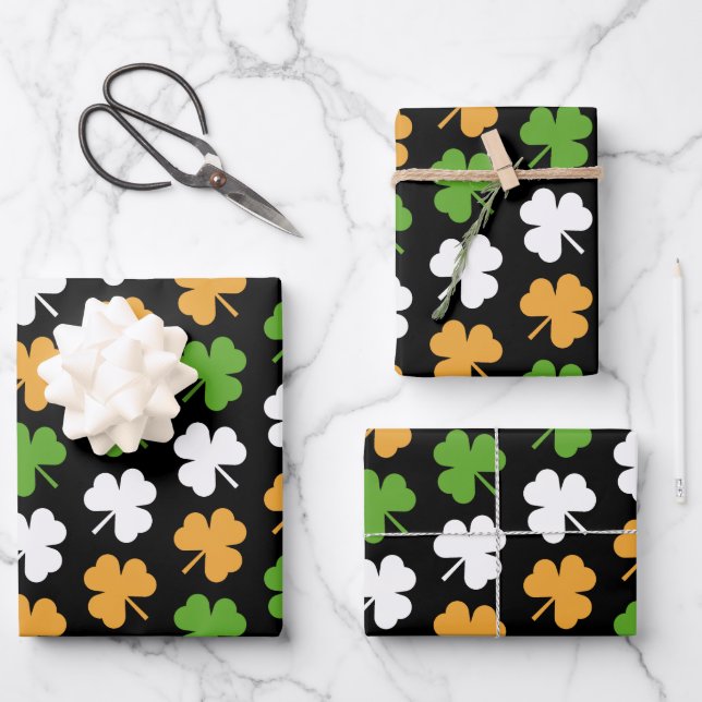 Ireland flag from shamrocks wrapping paper sheet (Front)