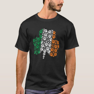 Ireland Flag Funny Dog Paw Shamrock Clover St.Patr T-Shirt