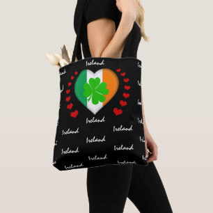 Ireland Flag & Heart Irish Flag fashion shamrock Tote Bag