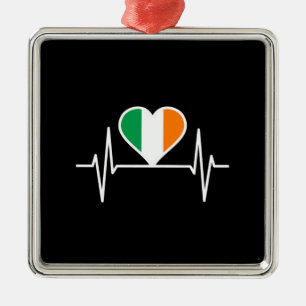 Ireland Flag Heartbeat Metal Tree Decoration