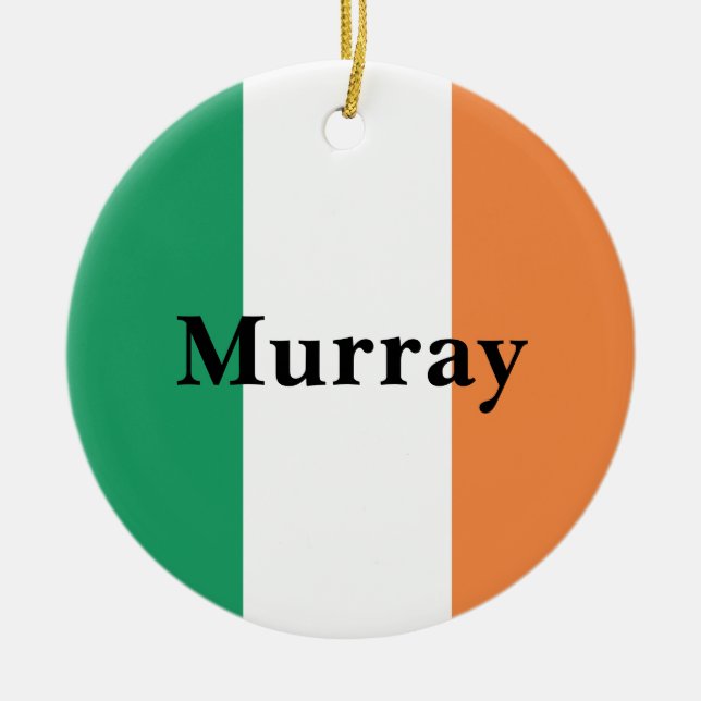Ireland Flag Irish Surname Ceramic Tree Decoration (Front)