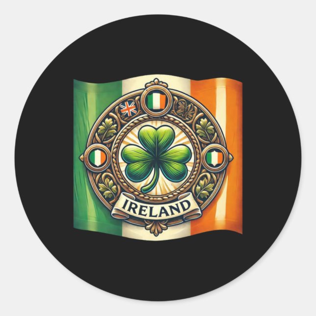 Ireland Flag Lucky Shamrock Sticker  (Front)