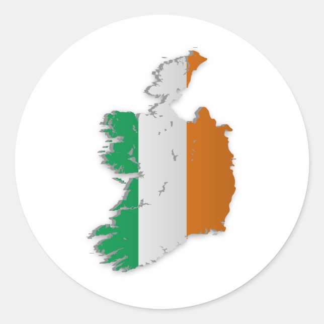 Ireland Flag Map Classic Round Sticker (Front)