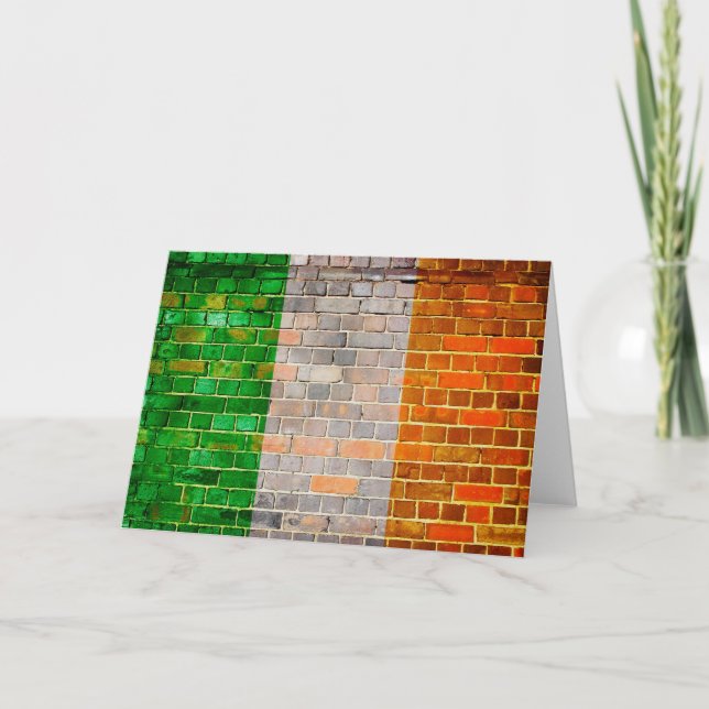 Ireland flag on a brick wall card (Front)
