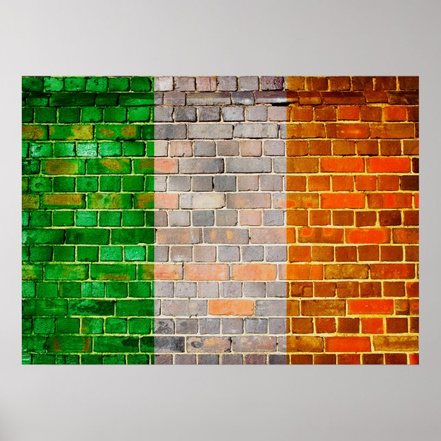 Ireland flag on a brick wall poster (Front)