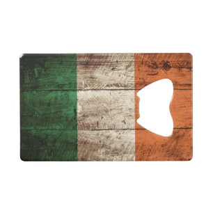 Ireland Flag on Old Wood Grain