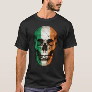 Ireland Flag Skull Irish Roots Proud Patriotic T-Shirt