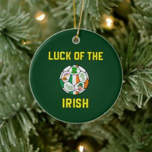 Ireland Flag Soccer Ball - Luck of the Irish Ceramic Tree Decoration