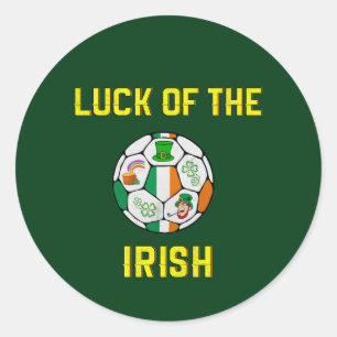 Ireland Flag Soccer Ball - Luck of the Irish Classic Round Sticker