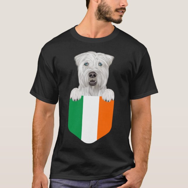 Ireland Flag Soft Coated Wheaten Terrier Dog In Po T-Shirt (Front)
