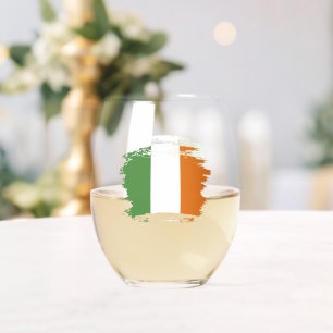 Ireland flag stemless wine glass