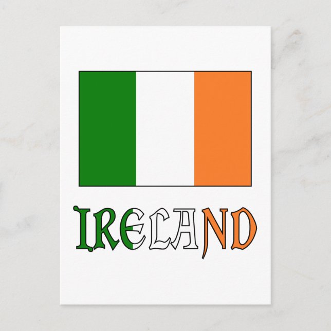 Ireland Flag & Word Postcard (Front)