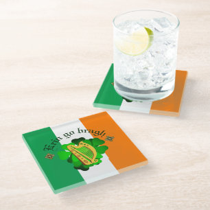 Ireland forever/Erin go bragh/a land/people/spirt Glass Coaster