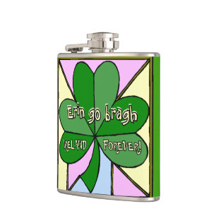 IRELAND FOREVER /ERIN GO BRAGH WITH SHAMROCK FLASK