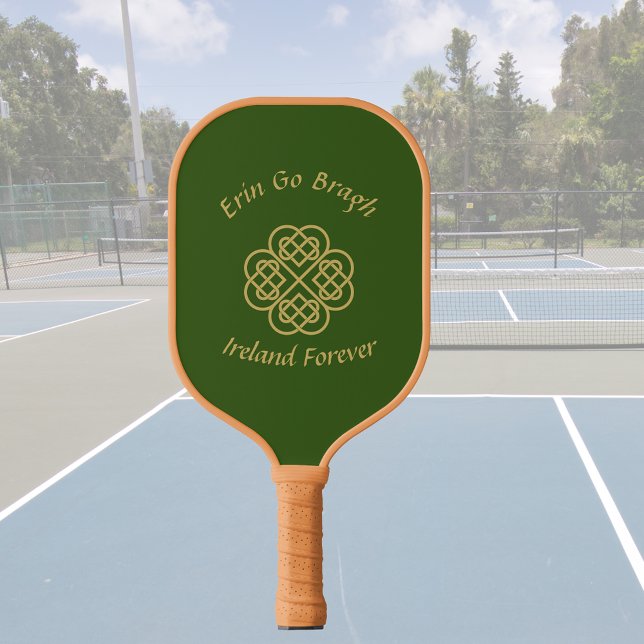 Ireland Forever Gold Celtic Shamrock  Pickleball Paddle (Creator Uploaded)