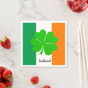Ireland & four leaf clover, Irish flag /sport fans Napkin