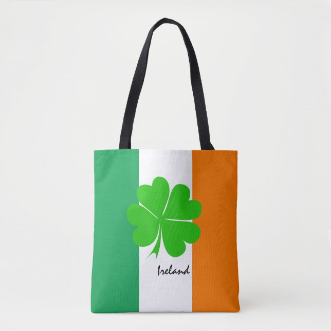 Ireland & four leaf clover, Irish flag /sport fans Tote Bag (Front)