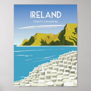 Ireland giant's causeway Vintage travel poster