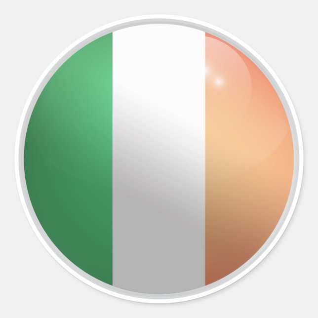 Ireland Glossy Circle Flag Classic Round Sticker (Front)